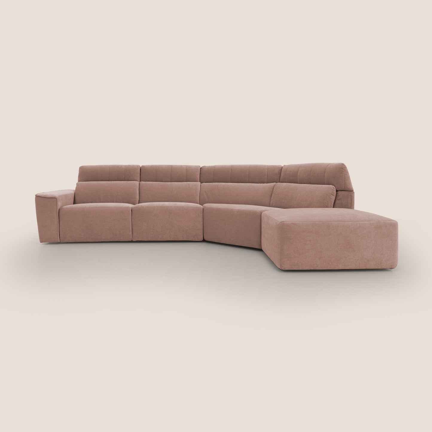 Clark Divano angolare con opzione relax elettrico in tessuto smaltabile impermeabile T17 rosa