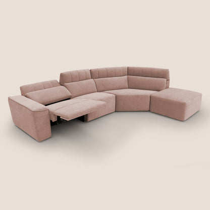 Clark Divano angolare con opzione relax elettrico in tessuto smaltabile impermeabile T17 rosa