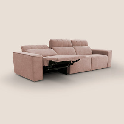 Clark Divano modulare 3 sedute con opzione relax elettrico in tessuto smacchiabile impermeabile T17 rosa