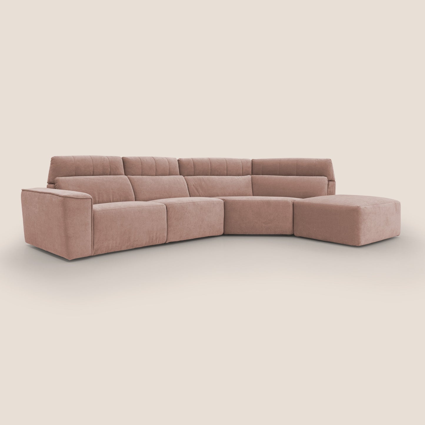 Clark Divano angolare con opzione relax elettrico in tessuto smaltabile impermeabile T17 rosa