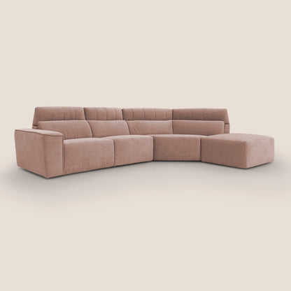 Clark Divano angolare con opzione relax elettrico in tessuto smaltabile impermeabile T17 rosa