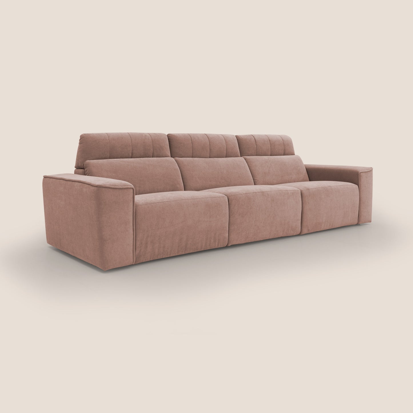 Clark Divano modulare 3 sedute con opzione relax elettrico in tessuto smacchiabile impermeabile T17 rosa