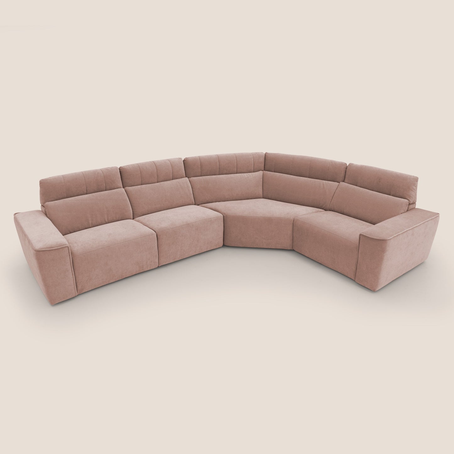 Clark Divano modulare angolare REVERSIBILE con opzione relax elettrico in tessuto smacchiabile impermeabile T17 rosa