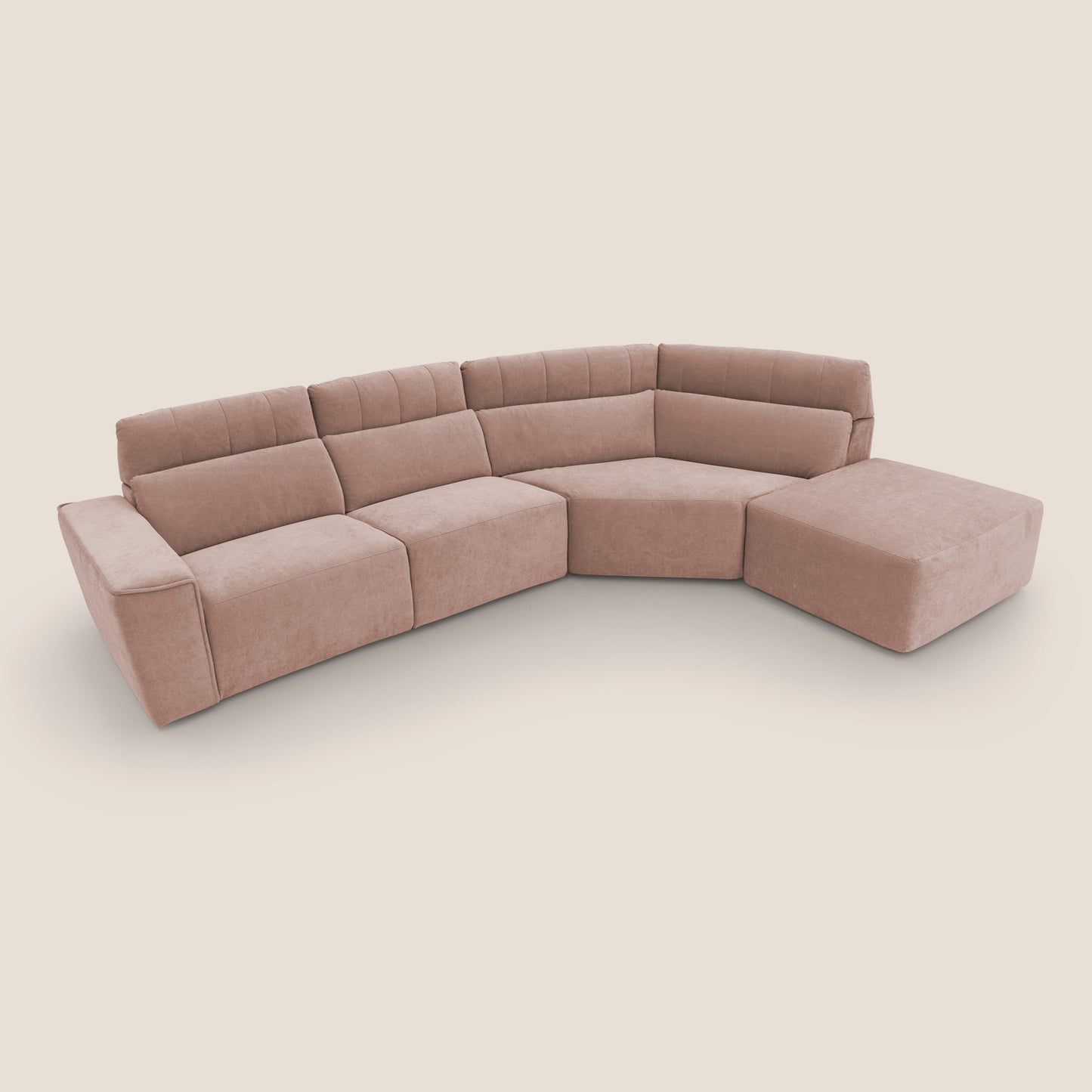 Clark Divano angolare con opzione relax elettrico in tessuto smaltabile impermeabile T17 rosa