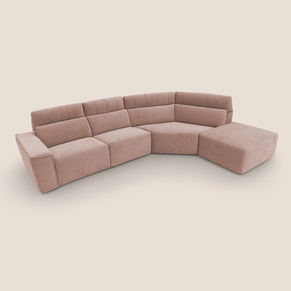 Clark Divano angolare con opzione relax elettrico in tessuto smaltabile impermeabile T17 rosa
