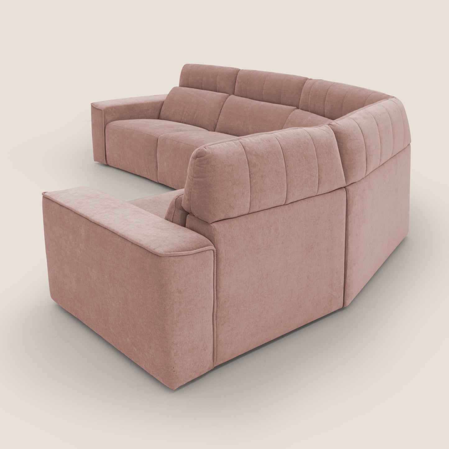 Clark Divano modulare angolare REVERSIBILE con opzione relax elettrico in tessuto smacchiabile impermeabile T17 rosa