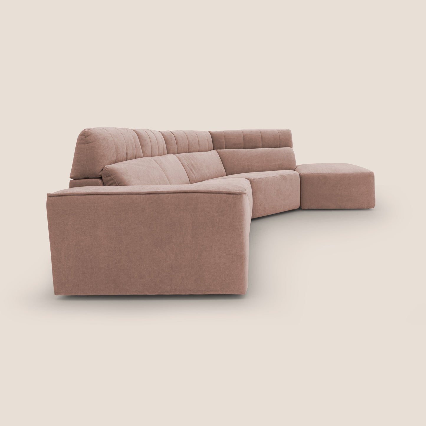 Clark Divano angolare con opzione relax elettrico in tessuto smaltabile impermeabile T17 rosa