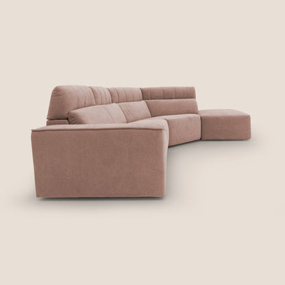 Clark Divano angolare con opzione relax elettrico in tessuto smaltabile impermeabile T17 rosa