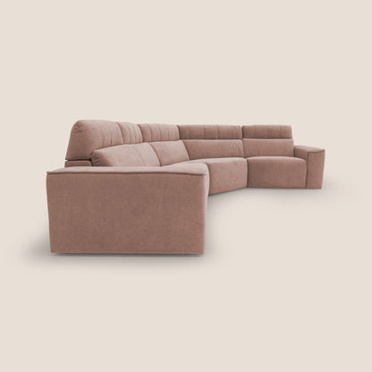 Clark Divano modulare angolare REVERSIBILE con opzione relax elettrico in tessuto smacchiabile impermeabile T17 rosa
