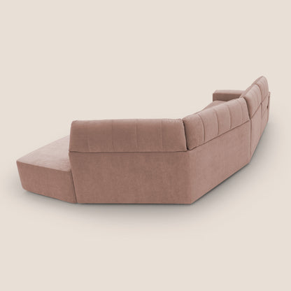 Clark Divano angolare con opzione relax elettrico in tessuto smaltabile impermeabile T17 rosa