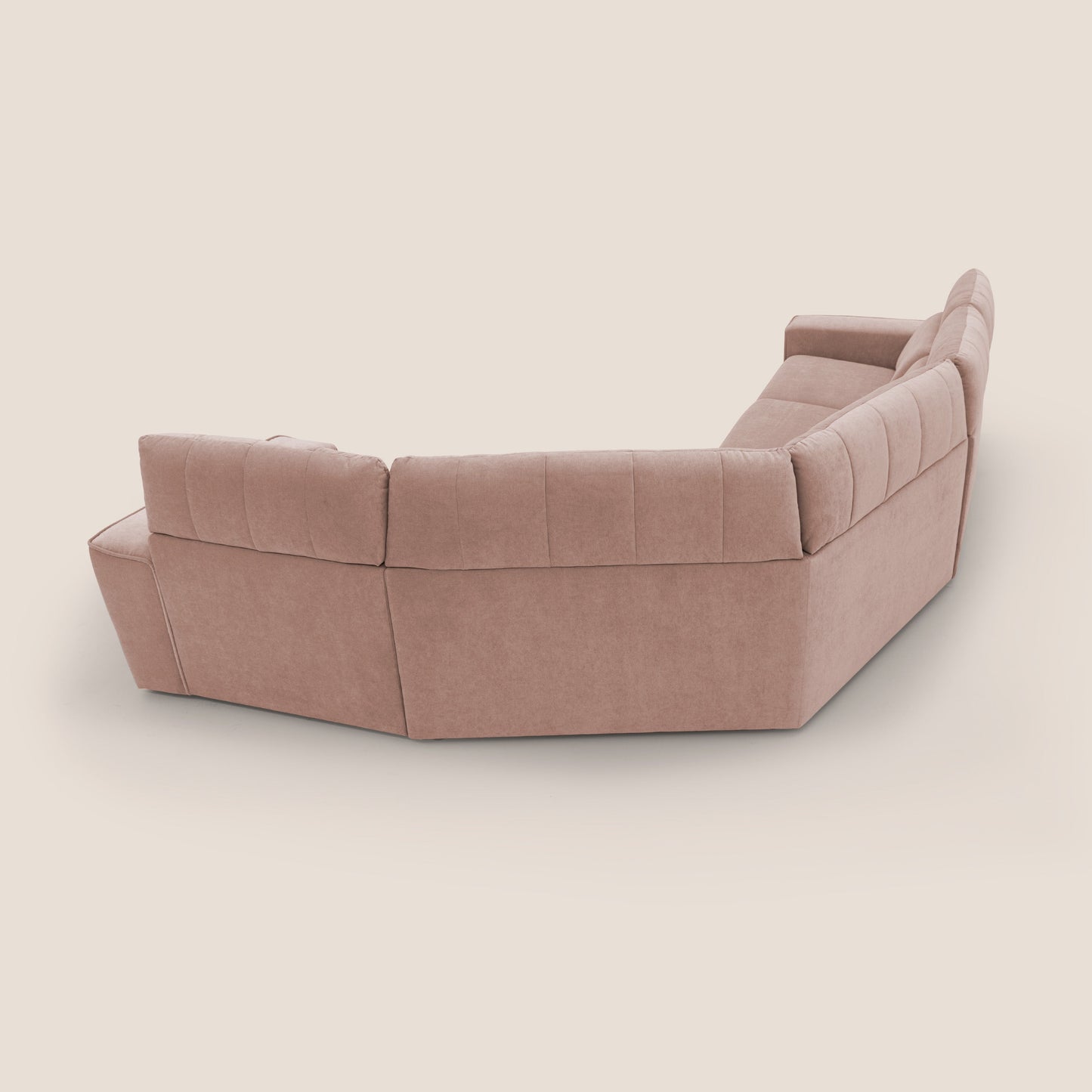 Clark Divano modulare angolare REVERSIBILE con opzione relax elettrico in tessuto smacchiabile impermeabile T17 rosa