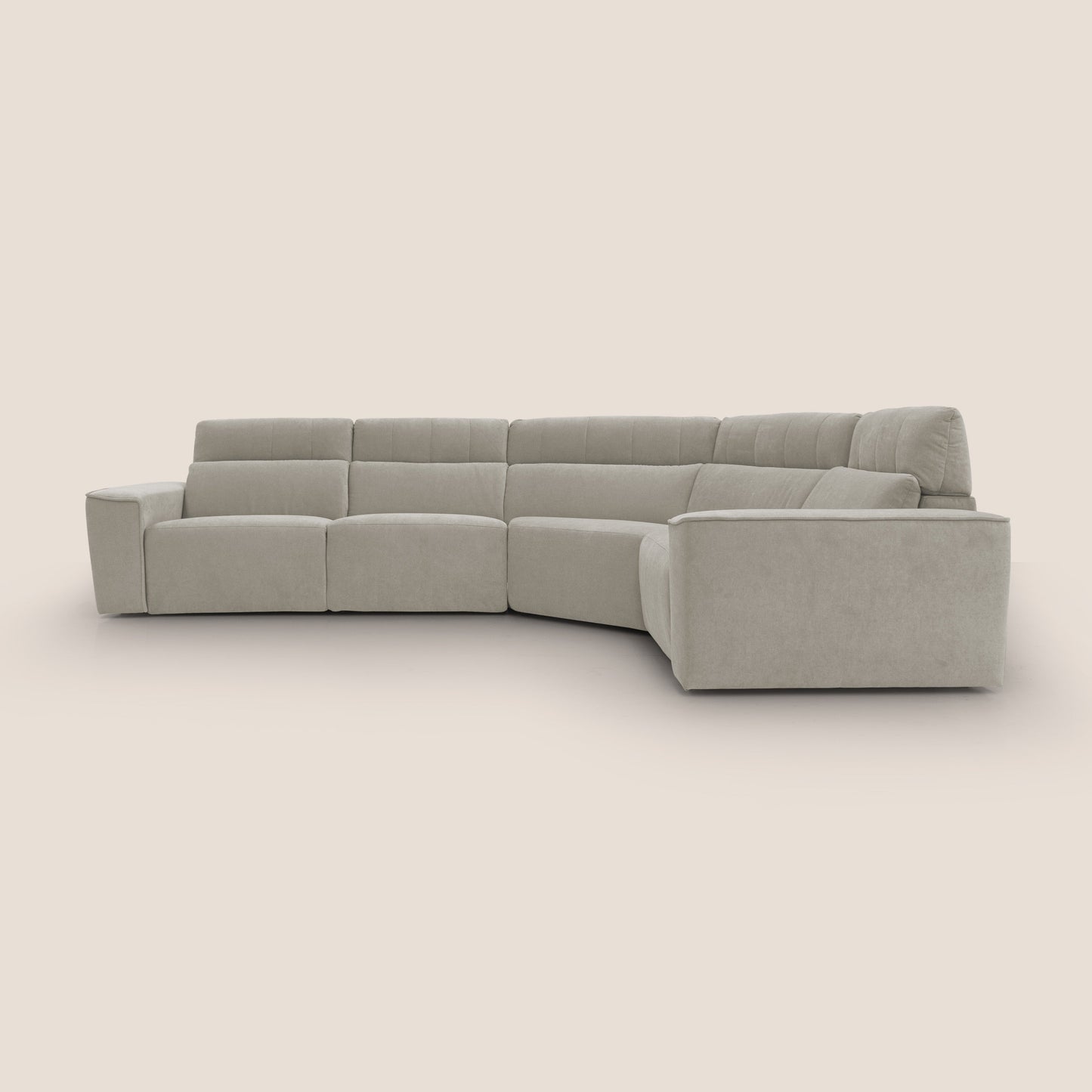 Clark Divano modulare angolare REVERSIBILE con opzione relax elettrico in tessuto smacchiabile impermeabile T17 panna