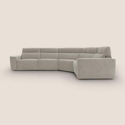 Clark Divano modulare angolare REVERSIBILE con opzione relax elettrico in tessuto smacchiabile impermeabile T17 panna