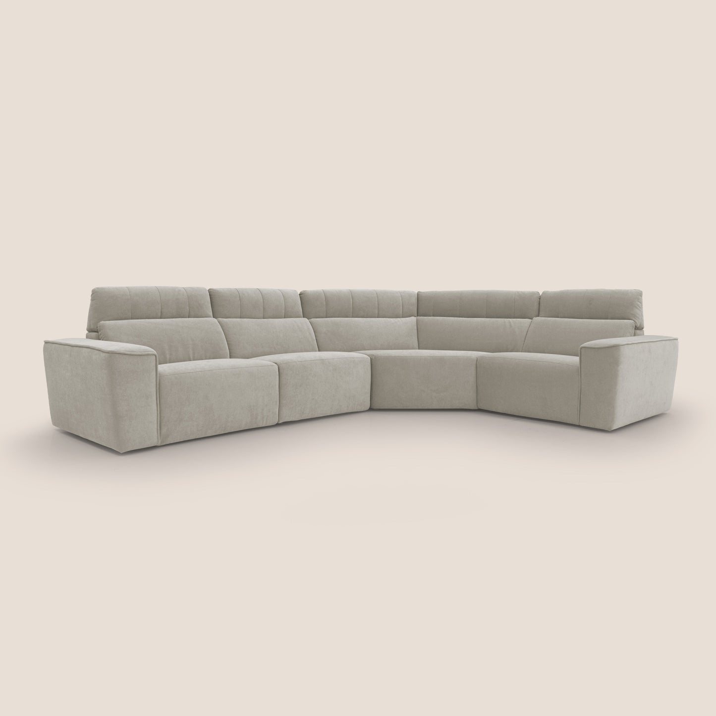 Clark Divano modulare angolare REVERSIBILE con opzione relax elettrico in tessuto smacchiabile impermeabile T17 panna