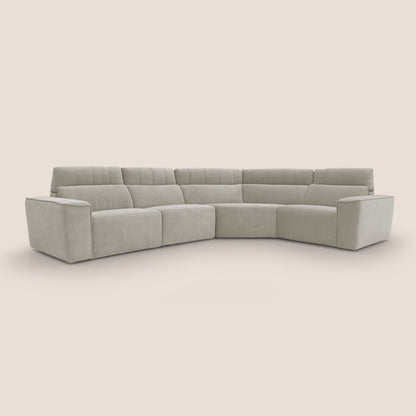 Clark Divano modulare angolare REVERSIBILE con opzione relax elettrico in tessuto smacchiabile impermeabile T17 panna