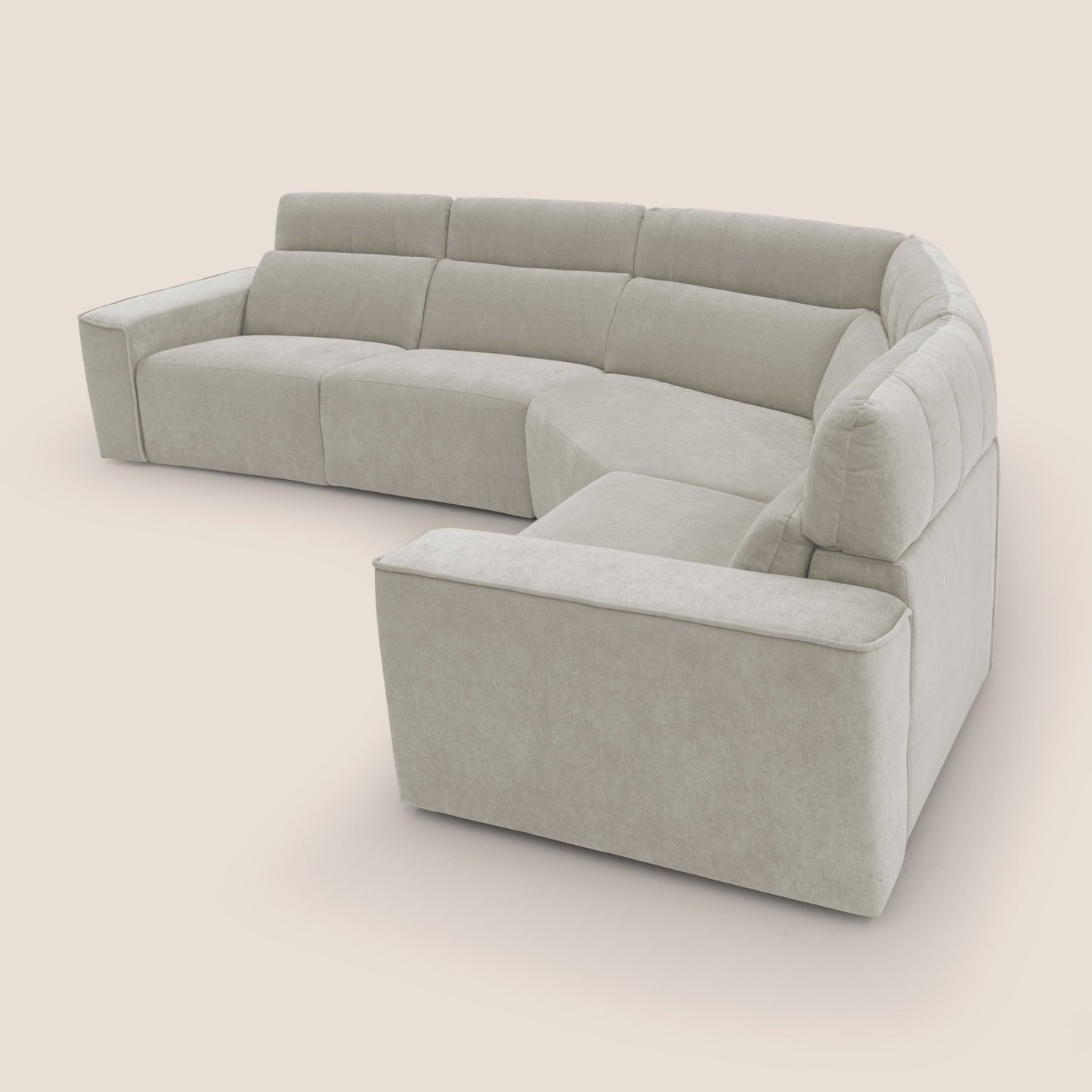 Clark Divano modulare angolare REVERSIBILE con opzione relax elettrico in tessuto smacchiabile impermeabile T17 panna