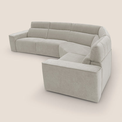 Clark Divano modulare angolare REVERSIBILE con opzione relax elettrico in tessuto smacchiabile impermeabile T17 panna