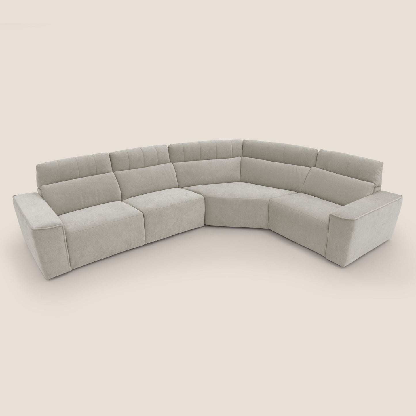 Clark Divano modulare angolare REVERSIBILE con opzione relax elettrico in tessuto smacchiabile impermeabile T17 panna