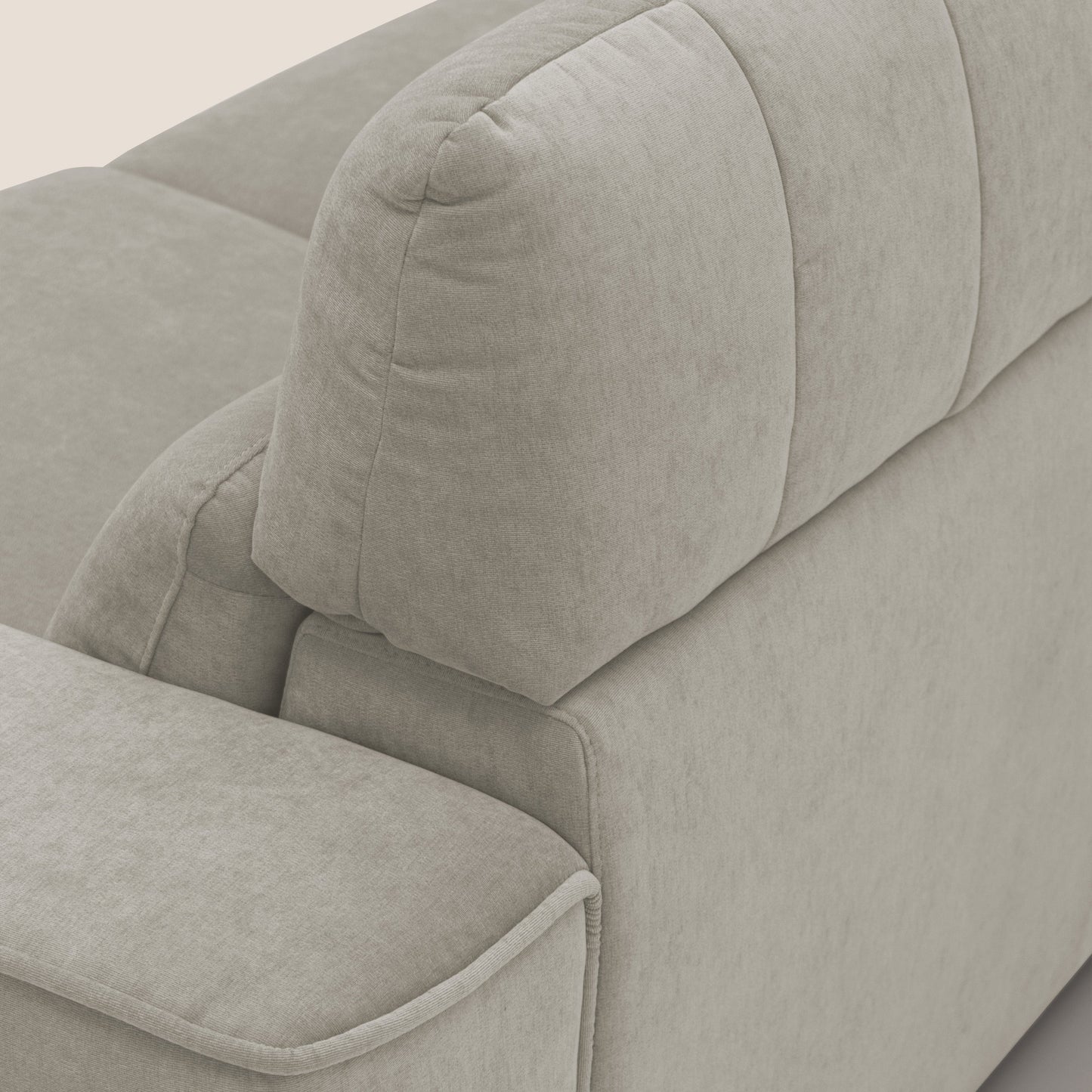 Clark Divano angolare con opzione relax elettrico in tessuto smaltabile impermeabile T17 panna