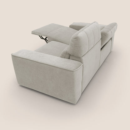 Clark Divano modulare con opzione relax elettrico in tessuto smaltabile impermeabile T17 panna