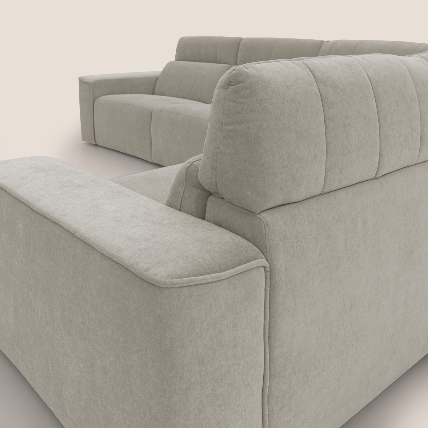 Clark Divano modulare angolare REVERSIBILE con opzione relax elettrico in tessuto smacchiabile impermeabile T17 panna