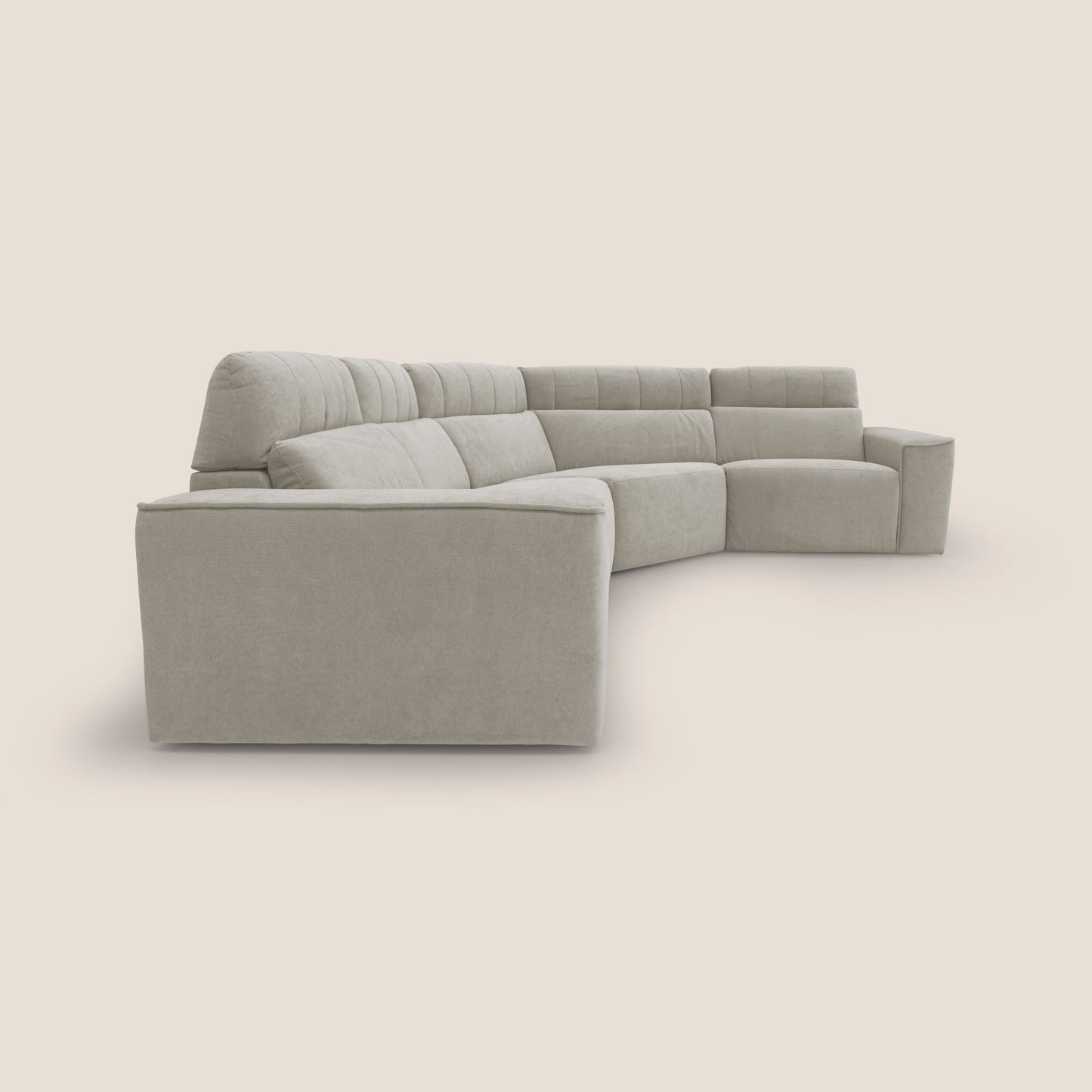 Clark Divano modulare angolare REVERSIBILE con opzione relax elettrico in tessuto smacchiabile impermeabile T17 panna