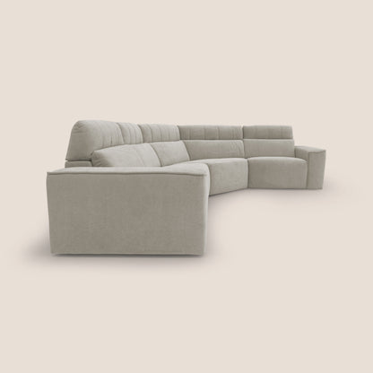 Clark Divano modulare angolare REVERSIBILE con opzione relax elettrico in tessuto smacchiabile impermeabile T17 panna