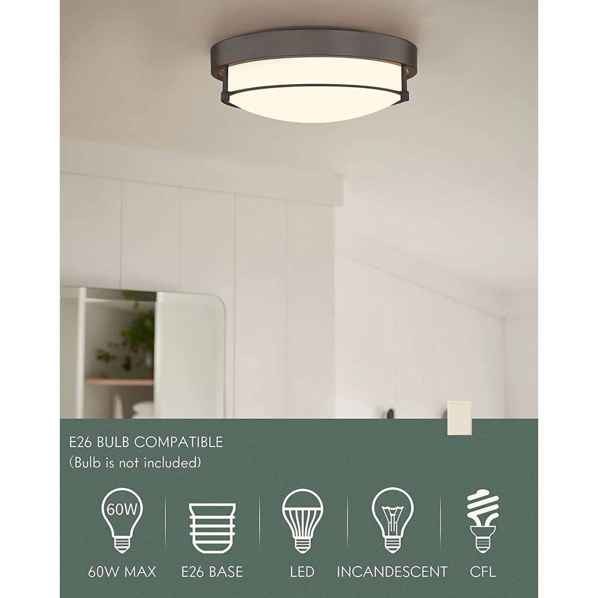 12 Inch 2-Light Flush Mount Light Fixture, Modern Ceiling Light