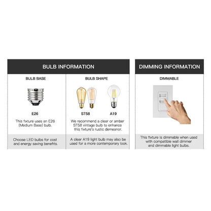 12.5 in. 4-Light Natural Iron and Distressed Faux Wood Modern Farmhouse Semi-Flush Mount Ceiling Light - 12.5W