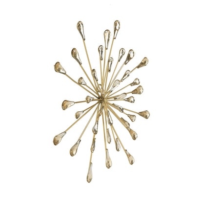 12.5 DIA Gold Starburst Metal/Clear Beads Wall Art