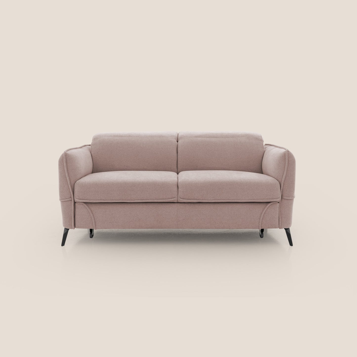 Bloom Divano con poggiapiedi estraibile piedini alti e poggiatesta reclinabili in tessuto bouclé impermeabile T07 rosa