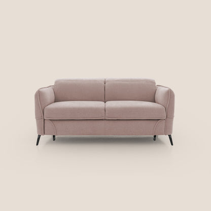 Bloom Divano con poggiapiedi estraibile piedini alti e poggiatesta reclinabili in tessuto bouclé impermeabile T07 rosa