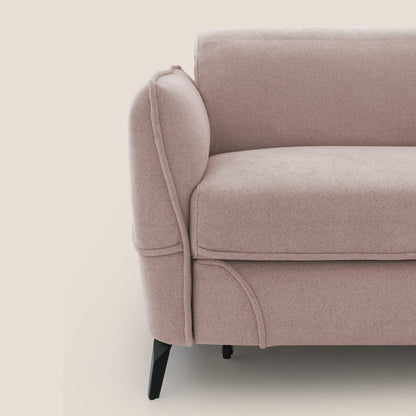 Bloom Divano con poggiapiedi estraibile piedini alti e poggiatesta reclinabili in tessuto bouclé impermeabile T07 rosa