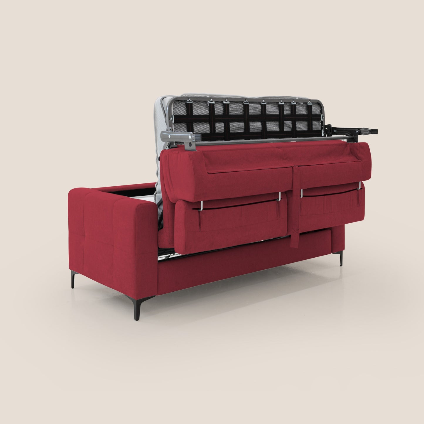 Gardenia divano letto materasso alto 18 cm con poggiatesta reclinabili e rivestimento impermeabile T02 rosso