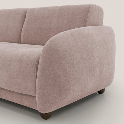 Giglio divano letto scandinavo japandi con materasso H18 cm in tessuto Bouclé impermeabile T07 rosa