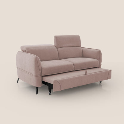 Bloom Divano con poggiapiedi estraibile piedini alti e poggiatesta reclinabili in tessuto bouclé impermeabile T07 rosa