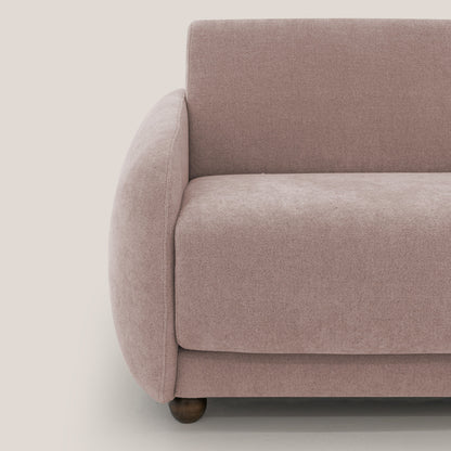 Giglio divano letto scandinavo japandi con materasso H18 cm in tessuto Bouclé impermeabile T07 rosa
