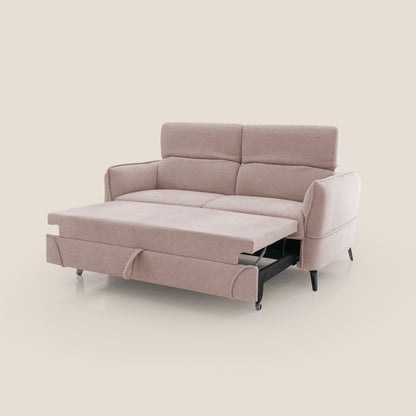 Bloom Divano con poggiapiedi estraibile piedini alti e poggiatesta reclinabili in tessuto bouclé impermeabile T07 rosa