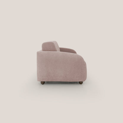 Giglio divano letto scandinavo japandi con materasso H18 cm in tessuto Bouclé impermeabile T07 rosa