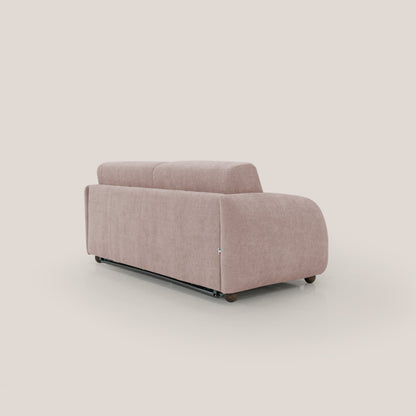 Giglio divano letto scandinavo japandi con materasso H18 cm in tessuto Bouclé impermeabile T07 rosa