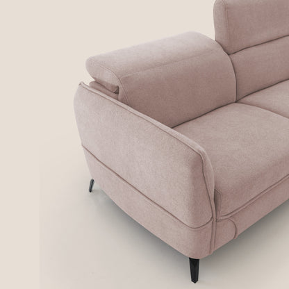 Bloom Divano con poggiapiedi estraibile piedini alti e poggiatesta reclinabili in tessuto bouclé impermeabile T07 rosa
