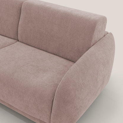 Giglio divano letto scandinavo japandi con materasso H18 cm in tessuto Bouclé impermeabile T07 rosa