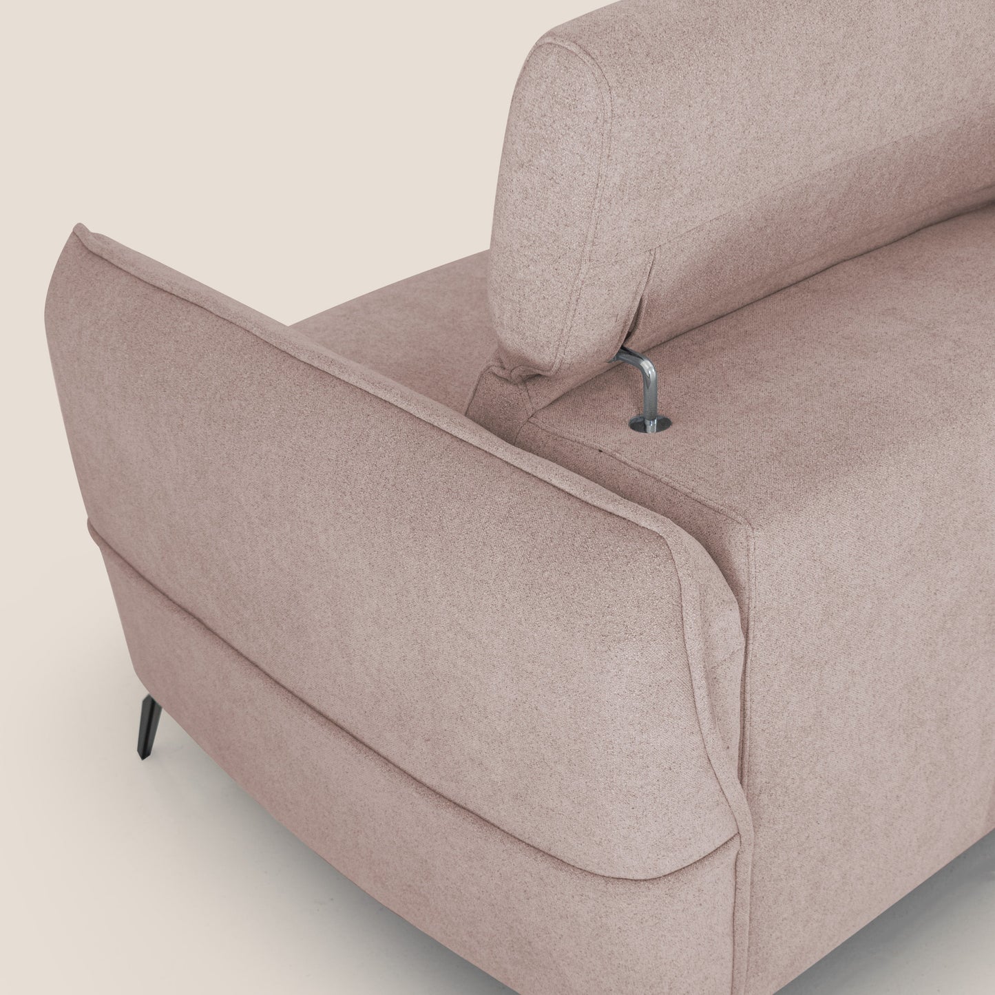 Bloom Divano con poggiapiedi estraibile piedini alti e poggiatesta reclinabili in tessuto bouclé impermeabile T07 rosa