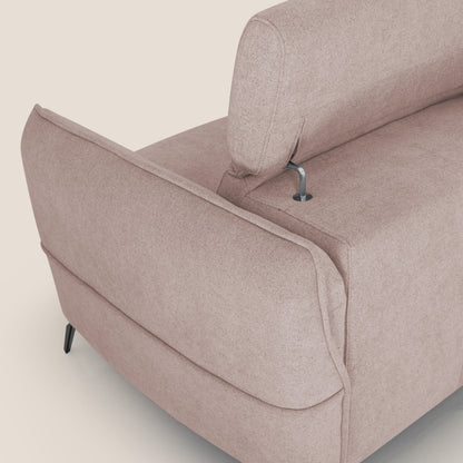Bloom Divano con poggiapiedi estraibile piedini alti e poggiatesta reclinabili in tessuto bouclé impermeabile T07 rosa