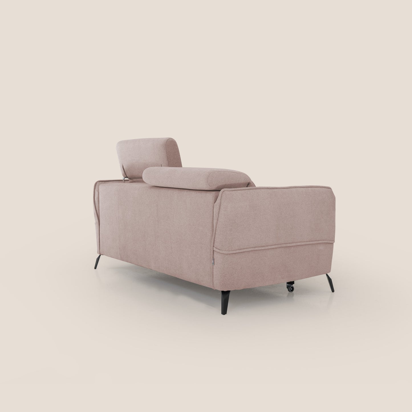 Bloom Divano con poggiapiedi estraibile piedini alti e poggiatesta reclinabili in tessuto bouclé impermeabile T07 rosa