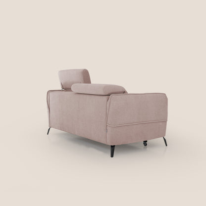 Bloom Divano con poggiapiedi estraibile piedini alti e poggiatesta reclinabili in tessuto bouclé impermeabile T07 rosa