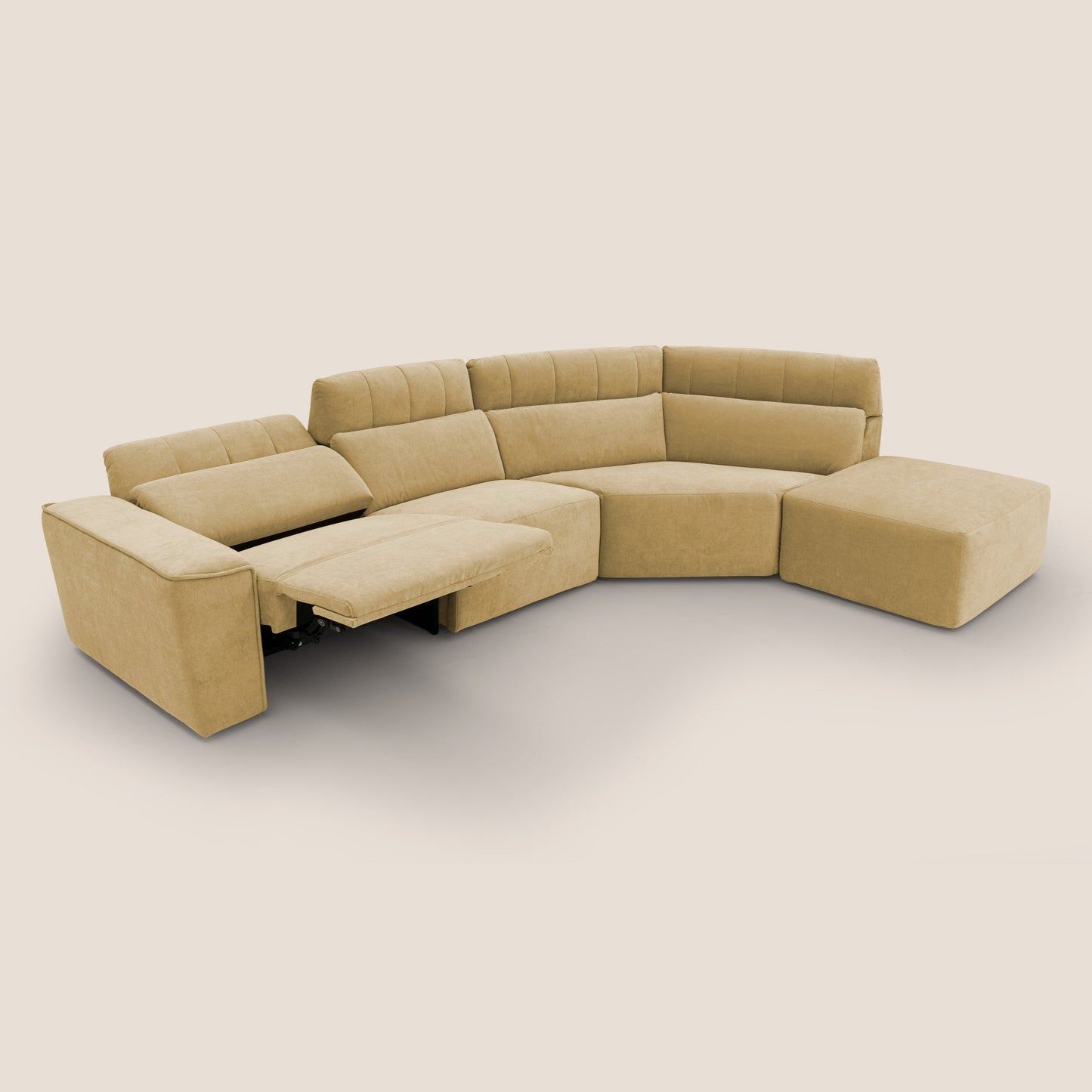 Clark Divano angolare con opzione relax elettrico in tessuto smaltabile impermeabile T17 giallo
