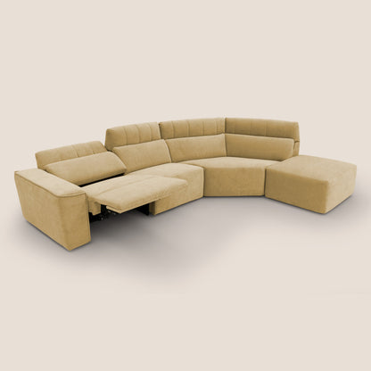 Clark Divano angolare con opzione relax elettrico in tessuto smaltabile impermeabile T17 giallo