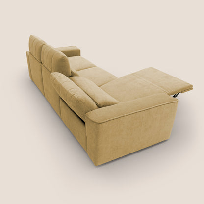 Clark Divano modulare 3 sedute con opzione relax elettrico in tessuto smacchiabile impermeabile T17 giallo