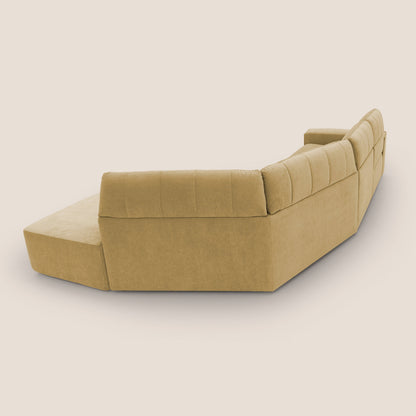 Clark Divano angolare con opzione relax elettrico in tessuto smaltabile impermeabile T17 giallo